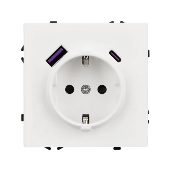 Фото #2 товара Механизм розетки с USB зарядкой SCT-NOBE-MUAC-SFPL-WH (230V, 16A) (Arlight, Белый кварц)