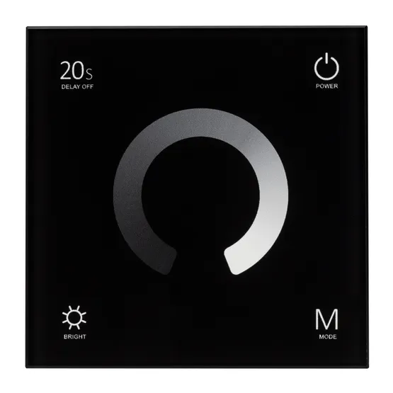 Фото #3 товара Панель SMART-P4-DIM-G-IN Black (12-24V, 4x3A, Sens, 2.4G) (Arlight, IP20 Пластик, 5 лет)