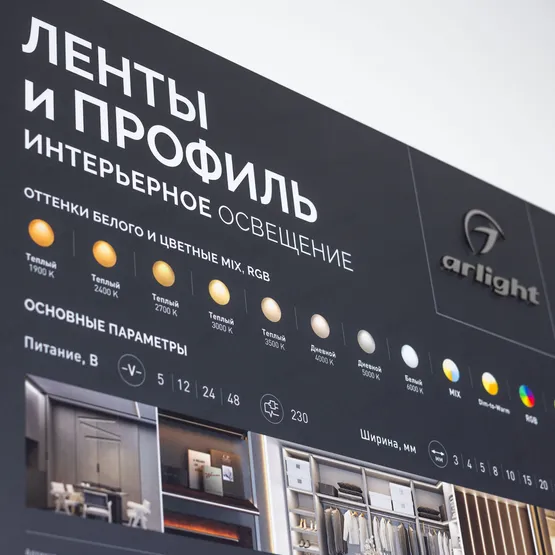 Фото #5 товара Стенд Ленты и Профиль RT-LUX-S1-1760x600mm (DB 3мм, пленка, подсветка) (Arlight, -)