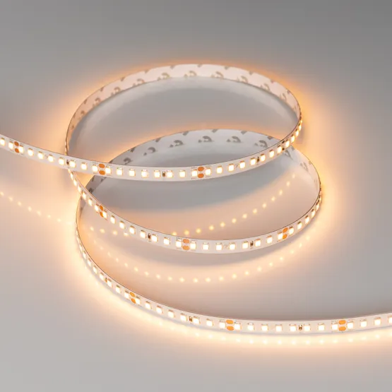 Фото #4 товара Светодиодная лента RT-A160-8mm 24V Warm2400 (12 W/m, IP20, 2835, 5m) (Arlight, высок.эфф.150 лм/Вт)