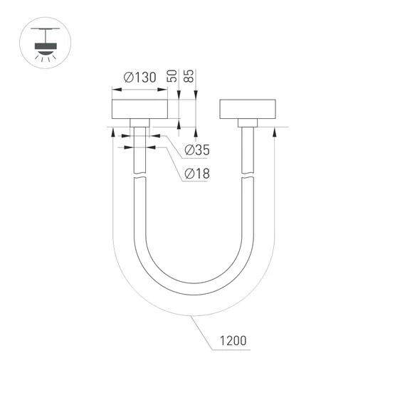 Фото #6 товара Светильник SP-TROPIC-SURFACE-R18-L1200-18W Warm3000 (GD, 360 deg, 230V) (Arlight, IP20 Пластик, 3 года)